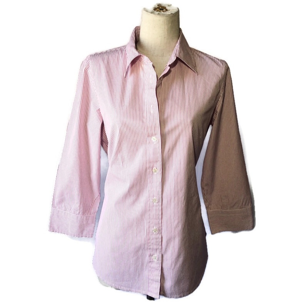 J. Crew haberdashery M red and white stripe shirt
